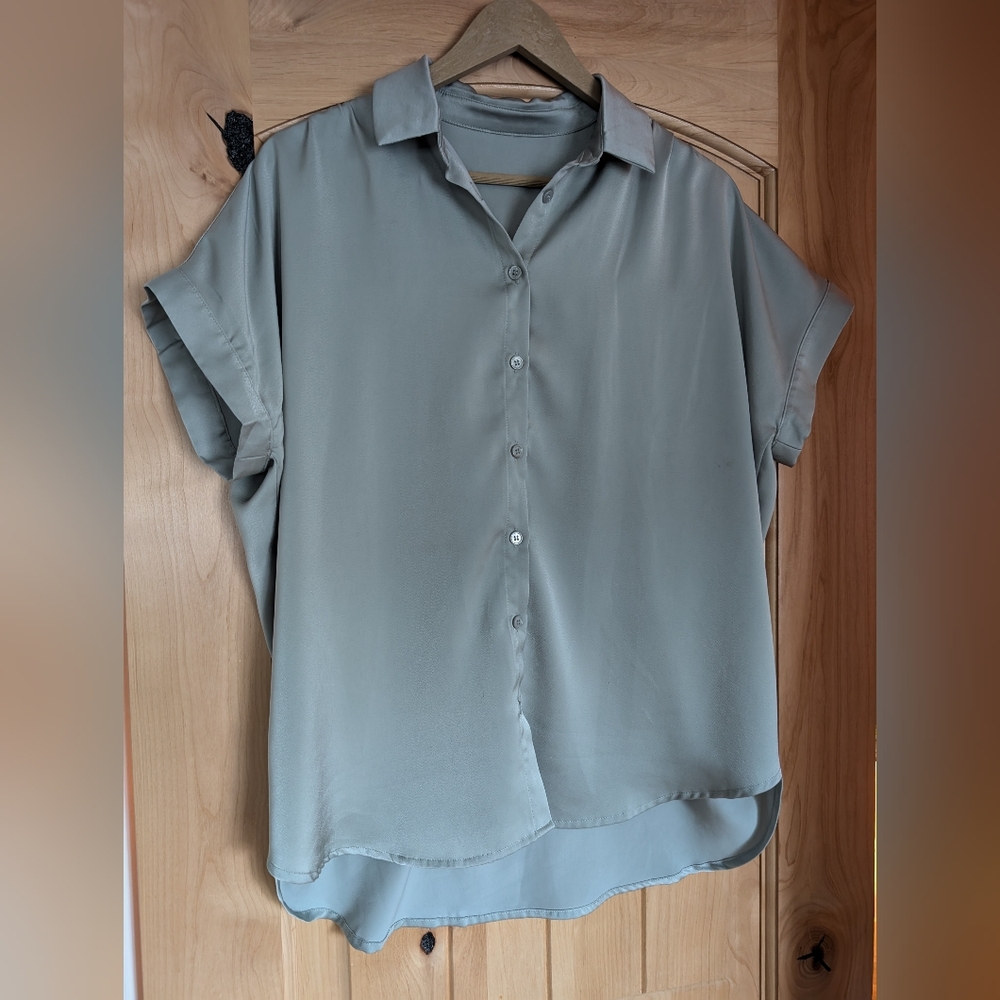 Bohme Oversized Button Down Blouse - Sage - image 2